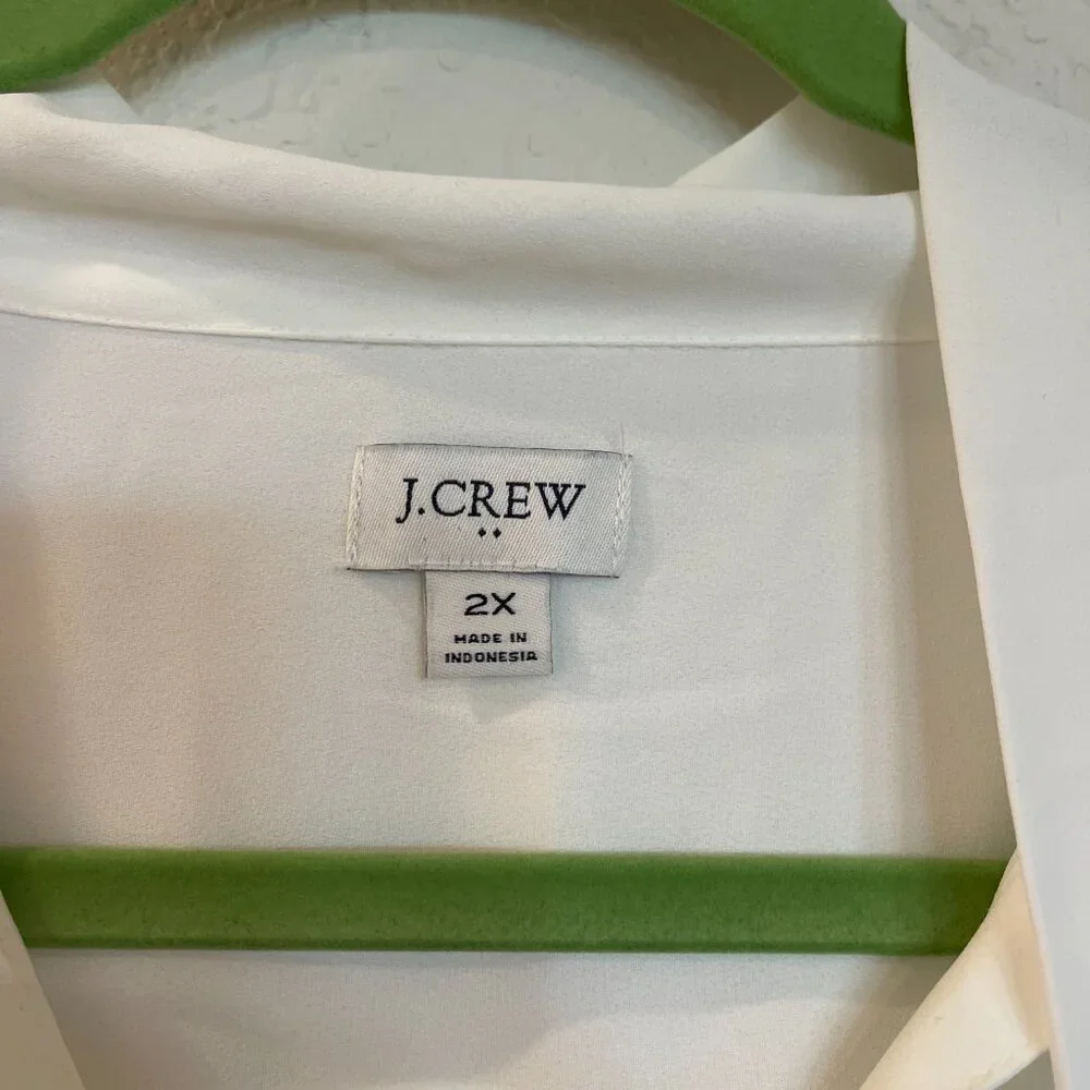 J. Crew White Tie Neck Blouse